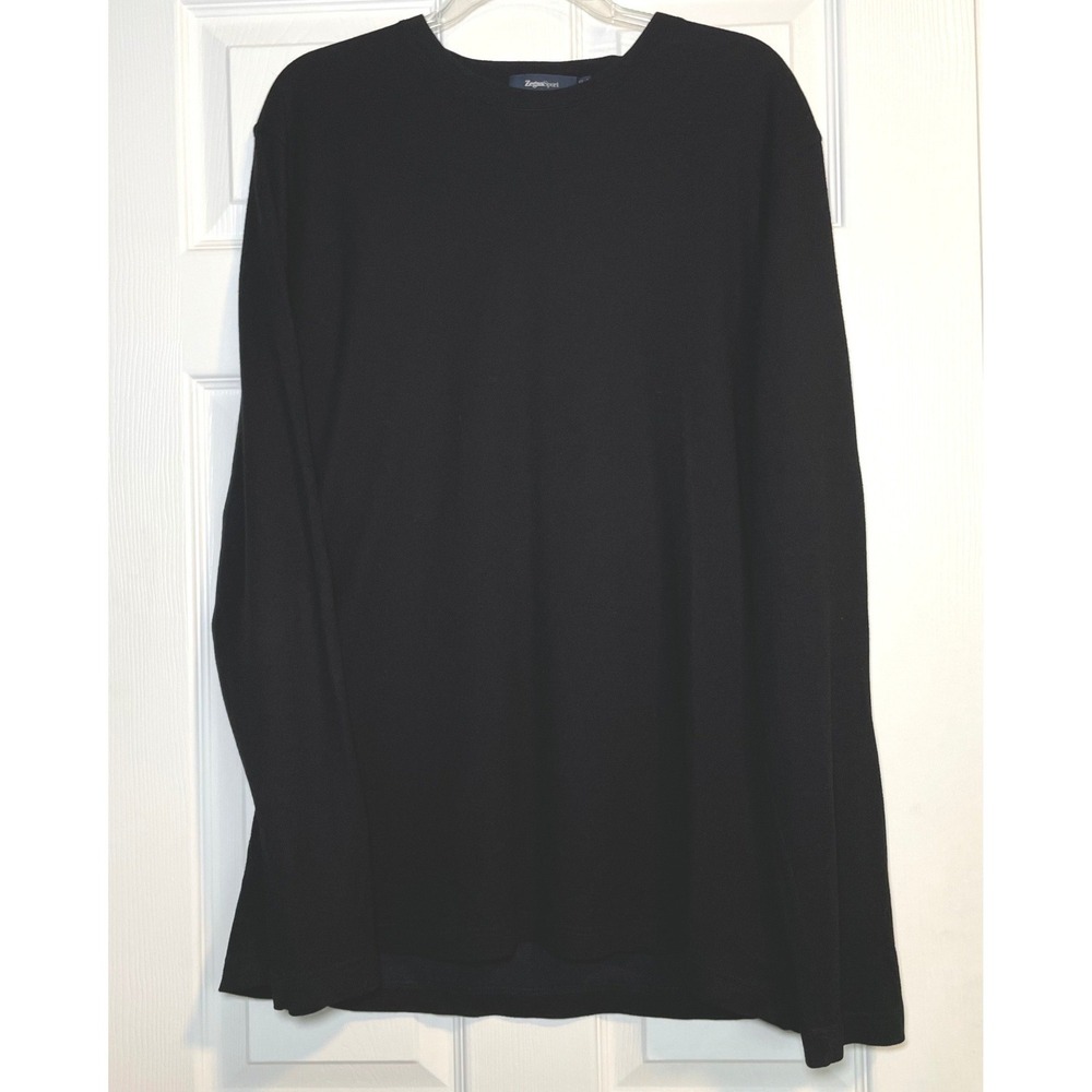 Zegna Sport Mens XXL Black Stretch Cotton Crew Neck Long Sleeve Shirt